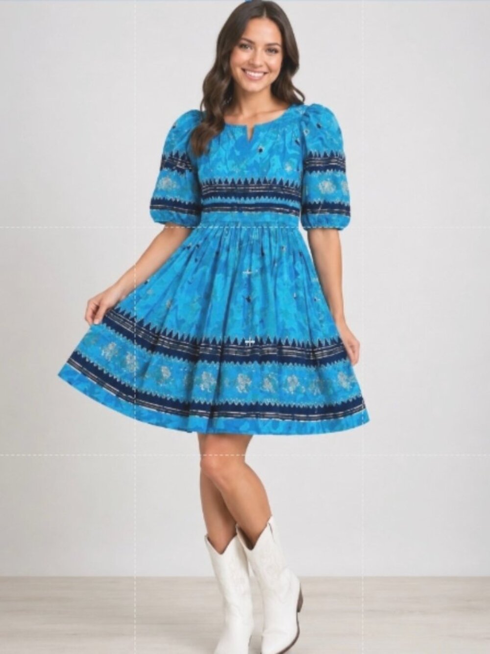 C22 Square Dance Dress Turquoise Southwestern Fits Like M/L No Tags